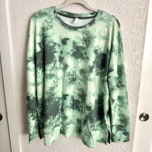 Ideology Green Tie-dye Camo Wash Long Sleeve Crewneck Sweatshirt Size XL